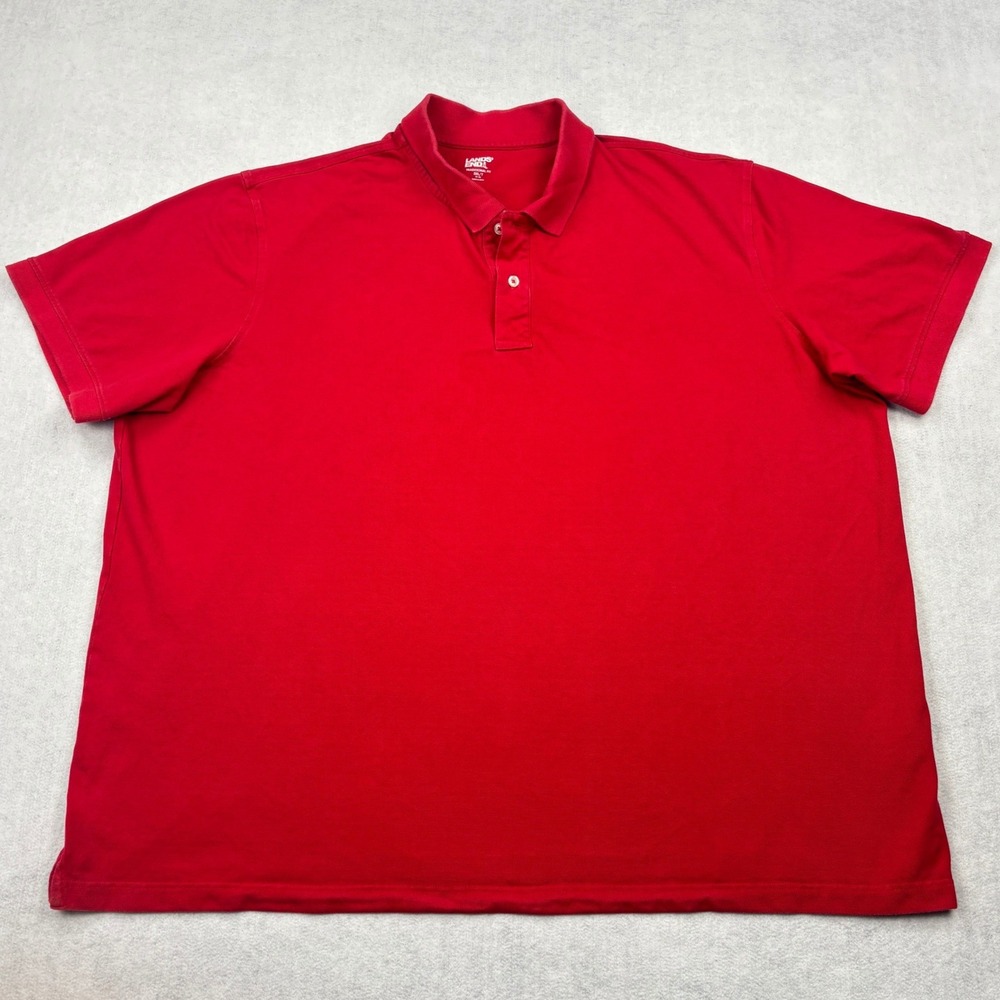 Lands End Polo Shirt Mens 3XLT Red Short Sleeve Stretch Cotton Traditional Tall